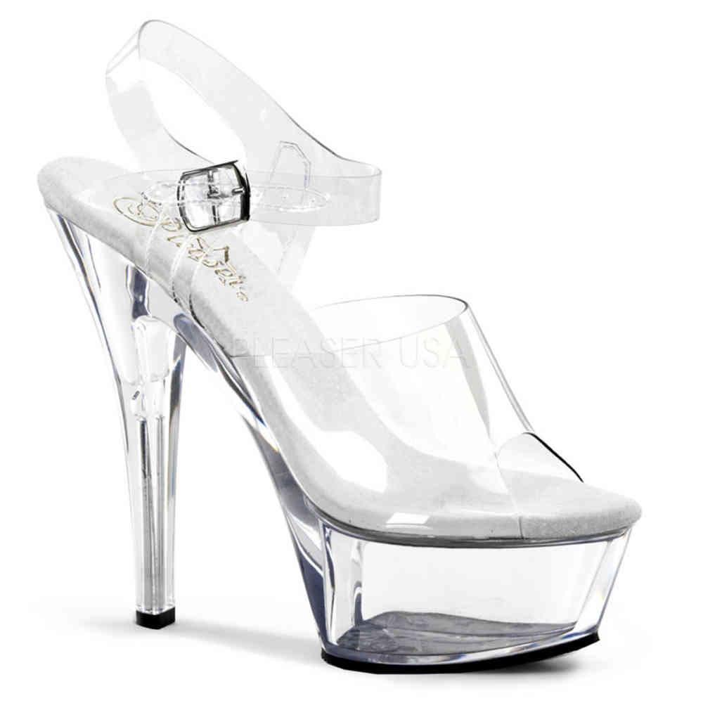Pleaser - KISS208 Sandale à bride à la cheville - Transparent/Couleur argent Product image
